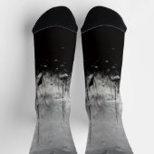 Chaussette Cool noir et blanc gouttes d'eau abstraite (Haut)