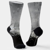 Chaussette Cool noir et blanc gouttes d'eau abstraite (Angulaire)
