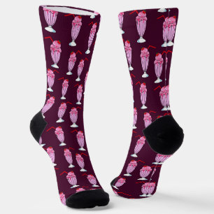 Chaussette Cool Pink Strawberry Milkshake Motif