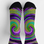 Chaussette Cool Retro Purple et Chartreuse Liquid Art Swirl (Haut)