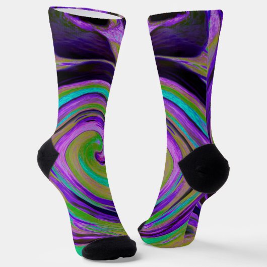 Chaussette Cool Retro Purple et Chartreuse Liquid Art Swirl (Angulaire)