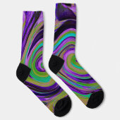 Chaussette Cool Retro Purple et Chartreuse Liquid Art Swirl (Droite)