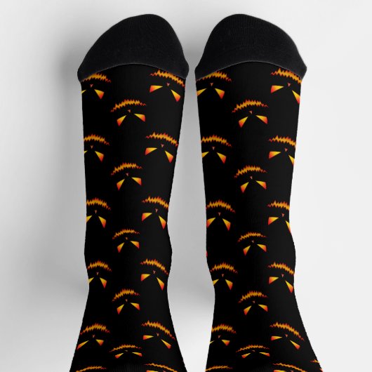 Chaussette Cool scary Jack O'Lantern Halloween Black pattern (Haut)