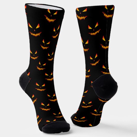 Chaussette Cool scary Jack O'Lantern Halloween Black pattern (Angulaire)