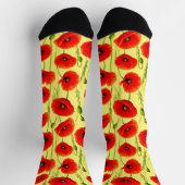 Chaussette Coquelicots Rouges et Tiges Vertes (Haut)