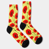 Chaussette Coquelicots Rouges et Tiges Vertes (Droite)