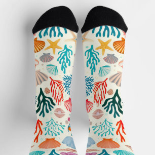Chaussette Coquillage de corail d'été tropical coloré