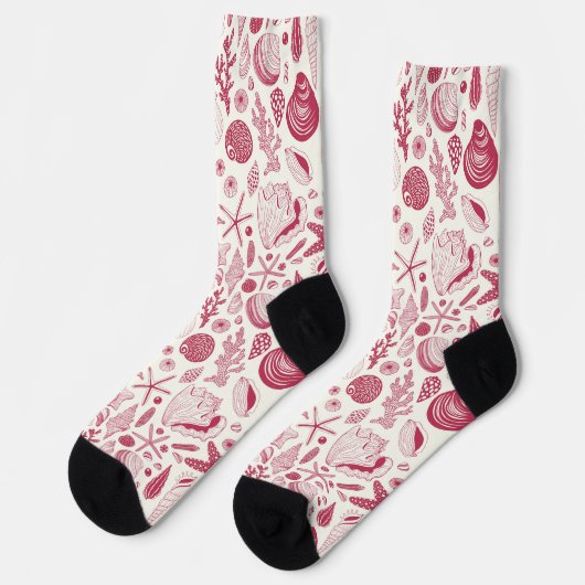 Chaussette Coquillages à Viva Magenta - Couleur de l'année 20 (Gauche)