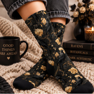 Chaussette Corbeau Floral Gothique Vintage Halloween