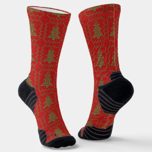 Chaussette Cosy sapin de Noël affreux pull à damiers motif