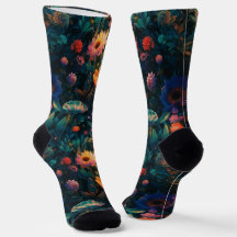 Cottage floral foncé Jardin Chaussettes durables