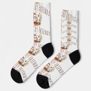 Chaussette Cottagecore Aquarelle Duo de Poules Fantaisistes