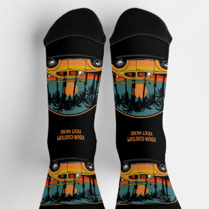 Chaussette Coucher de soleil de surfeur Tropical de texte per