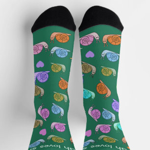 Chaussette Couleur Motif Chaussettes amant escargots amoureux