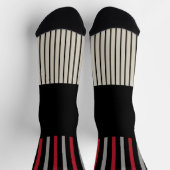 Chaussette Couleur Pop Stripes-Rouge, Gris, Noir et Bone Blan (Haut)