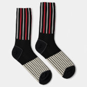 Chaussette Couleur Pop Stripes-Rouge, Gris, Noir et Bone Blan (Droite)