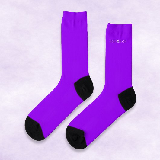 Chaussette Couleur Violet Néon Clair Monogramme Initial Perso