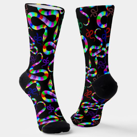Chaussette Couleurs arc-en-ciel psychédéliques serpent (Angulaire)