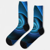 Chaussette Couleurs bleu spirale 3D Art Abstrait fractal mode (Gauche)