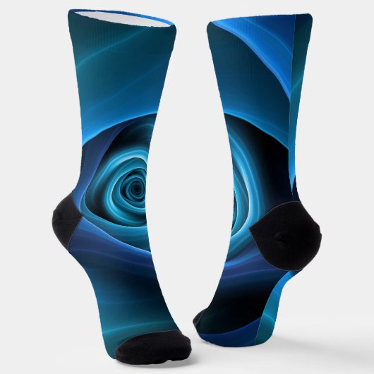 Chaussette Couleurs bleu spirale 3D Art Abstrait fractal mode (Angulaire)