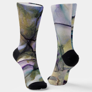 Chaussette Couleurs et encre alcoolique or liquide Art abstra