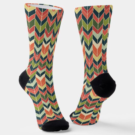 Chaussette Couleurs naturelles Chevron Motif (Angulaire)