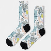Chaussette Couleurs pastel Palm feuilles et formes organiques (Gauche)