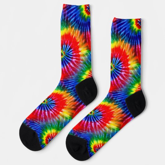 Chaussette Couleurs primaires Fun brillant Retro Tie Dye Spir (Gauche)
