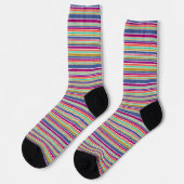 Chaussette Couleurs Rétro Aspect Texturé Rayures (Gauche)