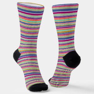 Chaussette Couleurs Rétro Aspect Texturé Rayures
