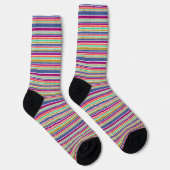 Chaussette Couleurs Rétro Aspect Texturé Rayures (Droite)