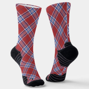 Chaussette Couleurs USA Amérique Plaid Tartan Rouge Blanc Ble