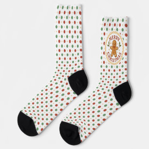 Chaussette Couronne de Noël avec bonhomme en pain d'épice