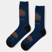Chaussette Couronne de Noël avec un nœud rouge et boules (Gauche)