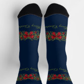 Chaussette Couronne de Noël avec un nœud rouge et boules (Haut)