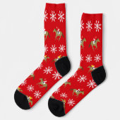 Chaussette Course de chevaux de Noël Rouge (Gauche)