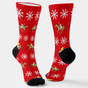 Chaussette Course de chevaux de Noël Rouge