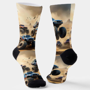 Chaussette Courses de Monster Trucks dans le désert,