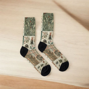 Chaussette Couvre-dorures vert et rose, couette à courtepoint