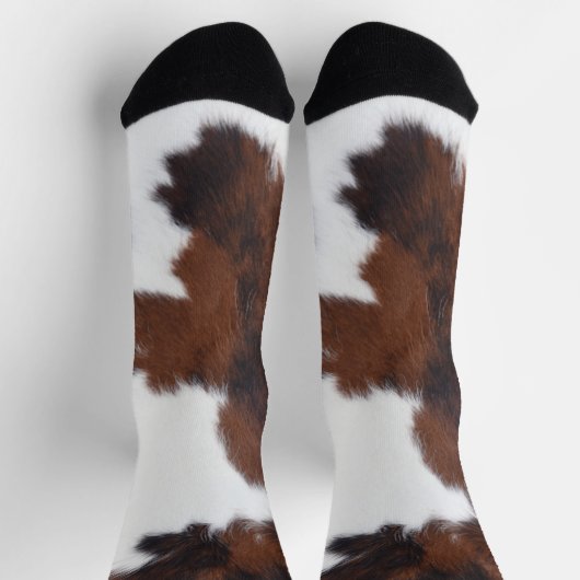 Chaussette Cowhide Brown White  (Haut)