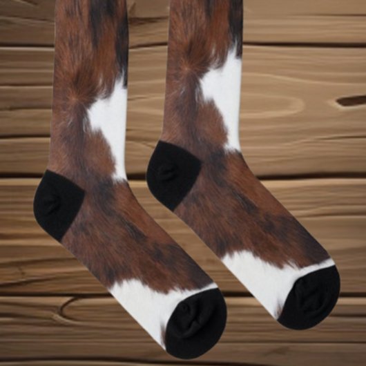 Chaussette Cowhide Brown White 