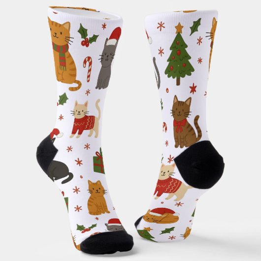 Chaussette Cozy Christmas Cats Pattern Socks (Angulaire)