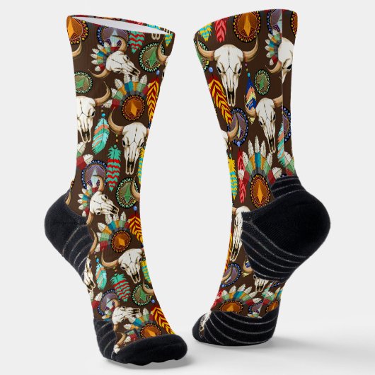 Chaussette Crâne de buffle emblème amérindien (Angulaire)