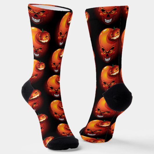Chaussette Crâne d'Halloween et Citrouille (Angulaire)
