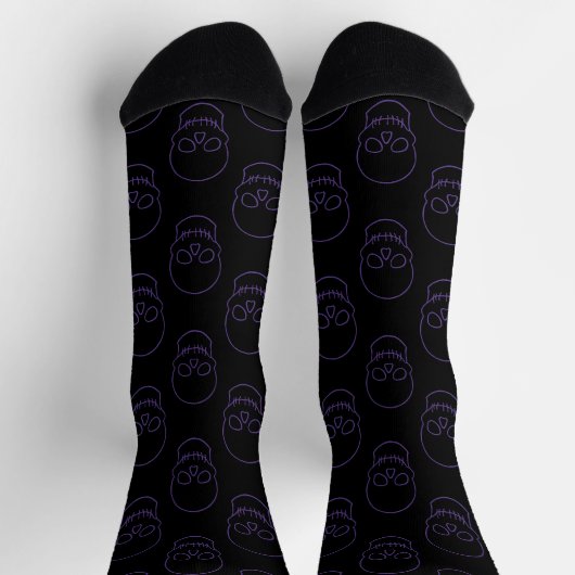 Chaussette Crâne en violet et noir (Haut)