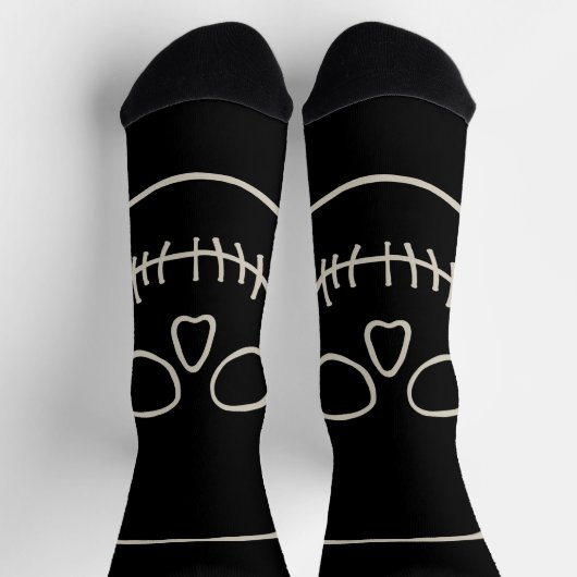 Chaussette Crâne - Noir de chauve-souris et Blanc d'os (Haut)