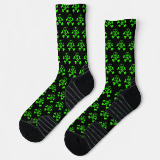 Chaussette crâne vert néon