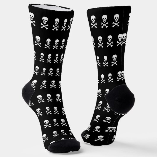 Chaussette Crânes éffrayants noirs blancs motifs plaisir Hall (Angulaire)