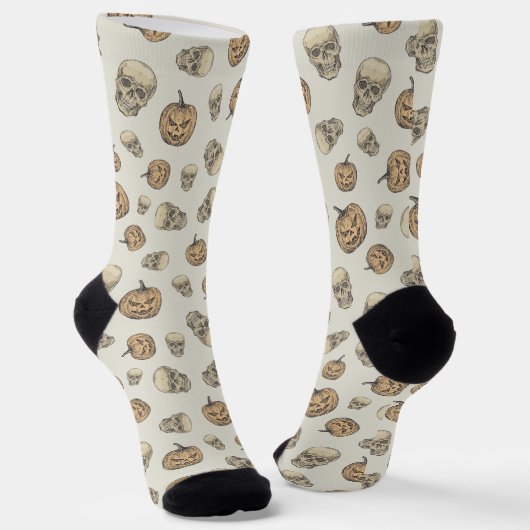 Chaussette Crânes et Citrouille Motif d'Halloween (Angulaire)
