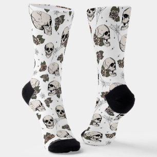 Chaussette Crânes et roses floraux gothiques